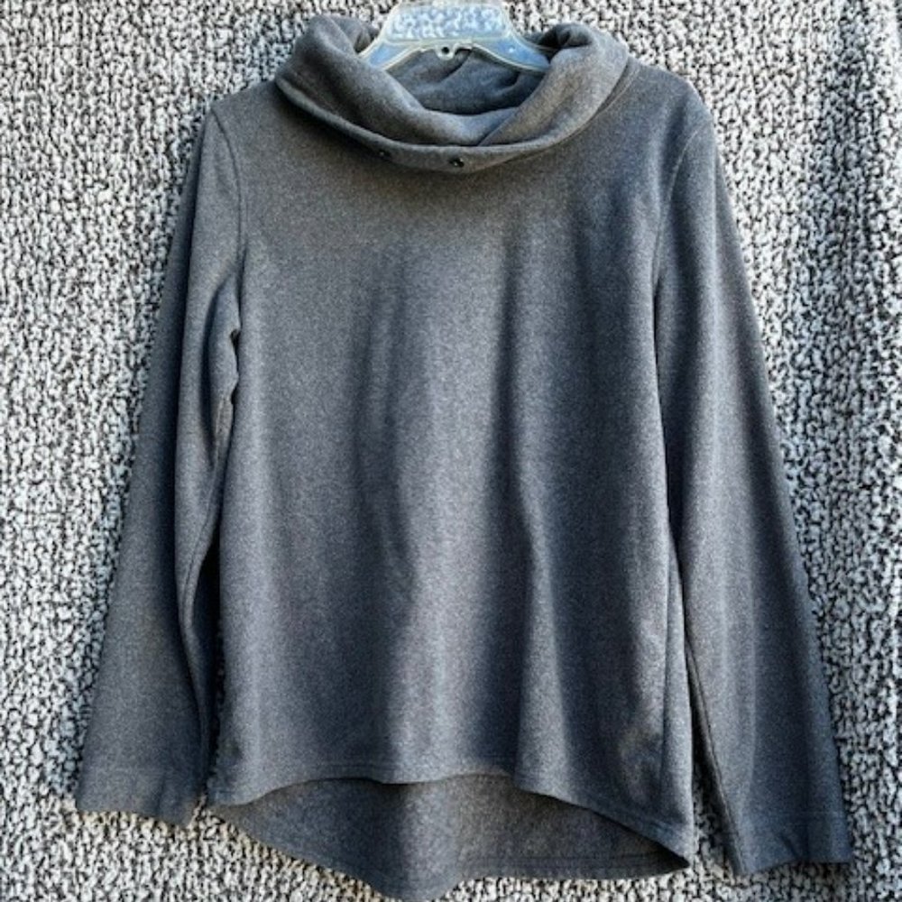 BASS Grey Cowl Neck Long Sleeve Lightweight Pullover Top